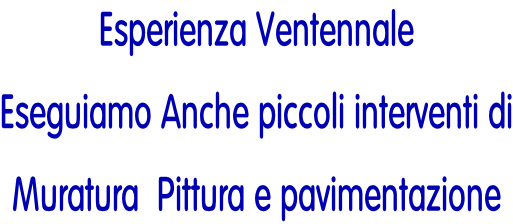 Esperienza Ventennale Eseguiamo Anche piccoli interventi di Muratura  Pittura e pavimentazione